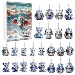 2024 Dragon Advent Calendar Akryyli joulukuusi Sarjakuva Blue Dragon koristeet 24 päivää joulua Adventtikalenteri riipus hinta ja tiedot | Joulukoristeet | hobbyhall.fi