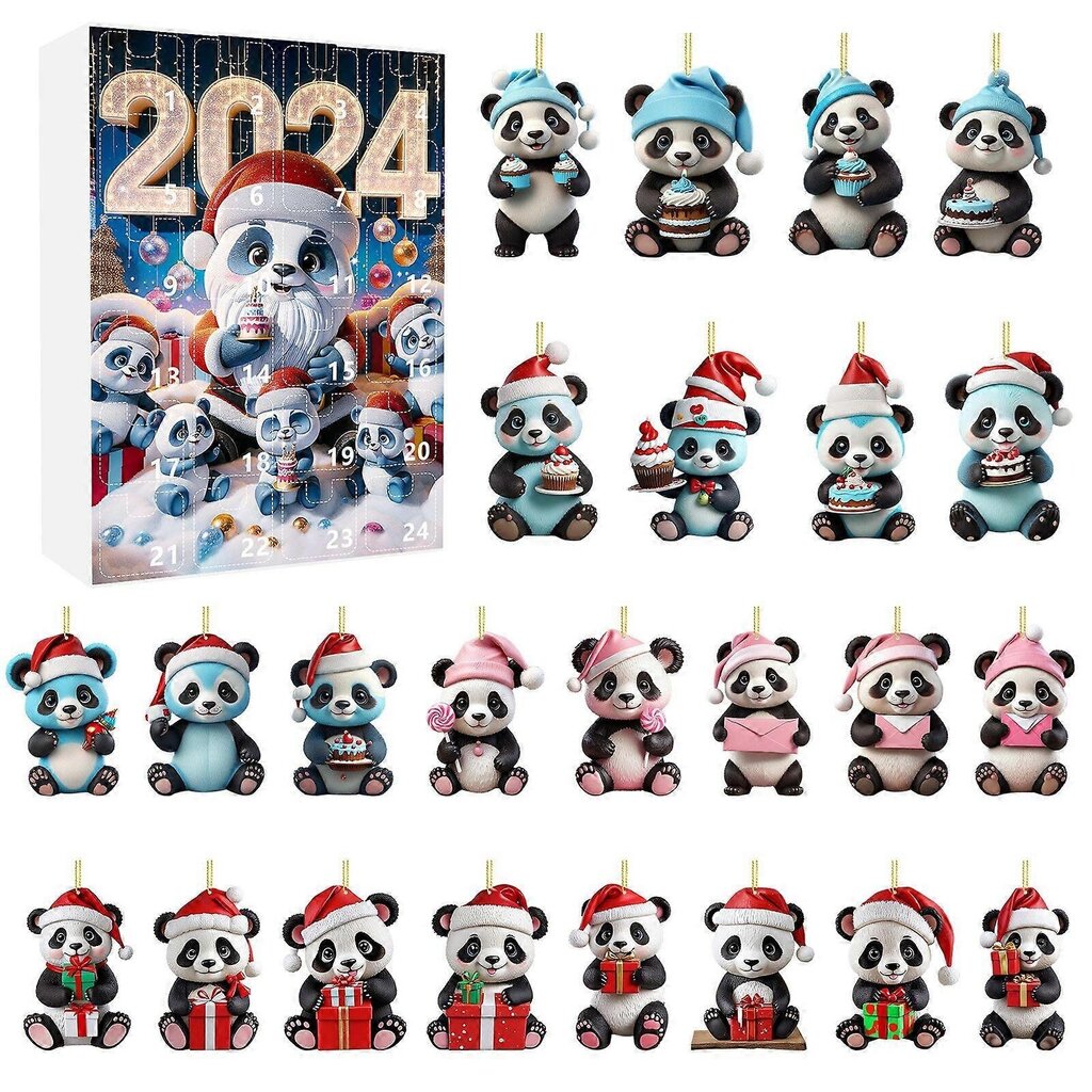 2024 joulun adventtikalenteri 24 päivän lelut lahjarasia Panda koristekalenteri Joulukuusen koristelu mäyräkoirien koristeet hinta ja tiedot | Joulukoristeet | hobbyhall.fi