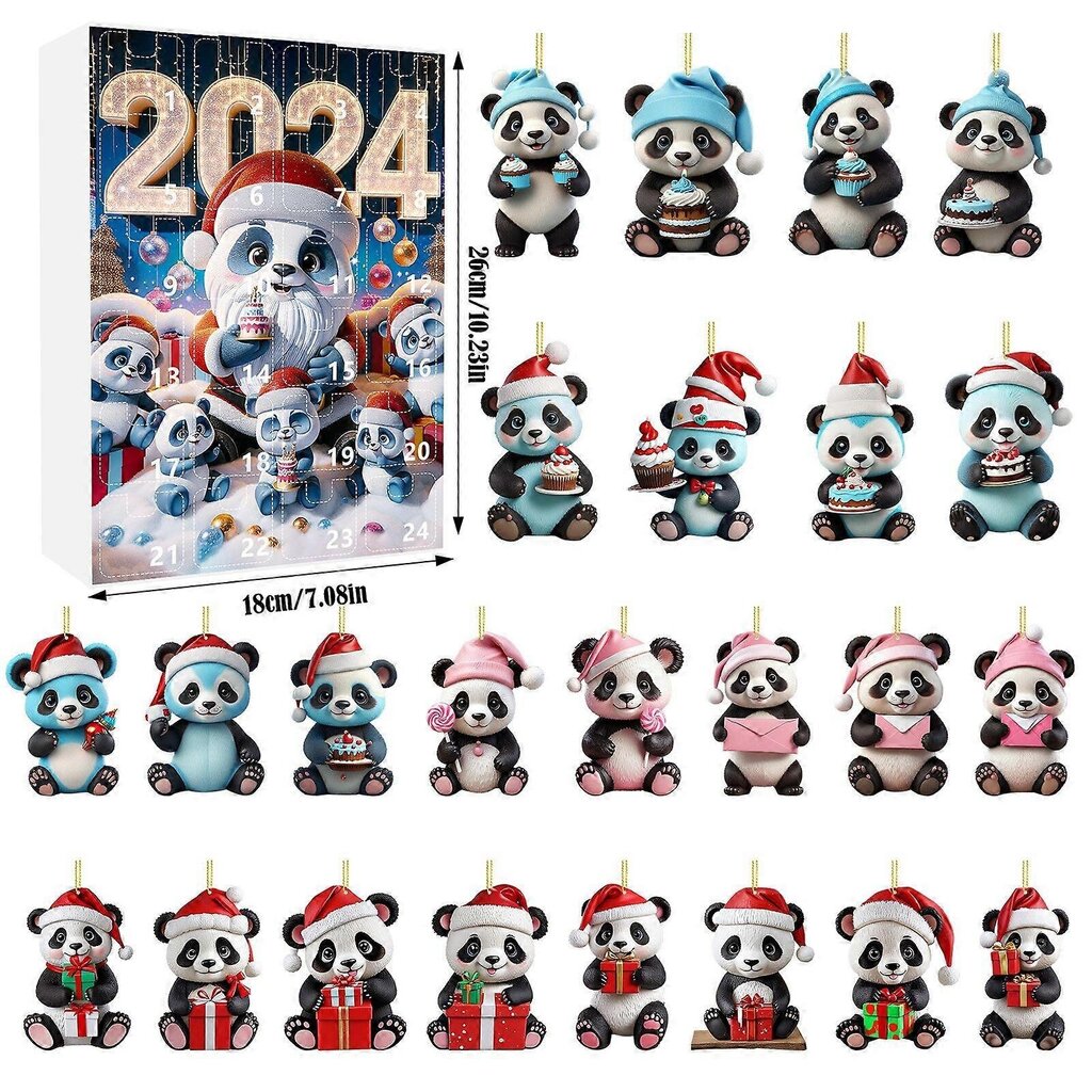 2024 joulun adventtikalenteri 24 päivän lelut lahjarasia Panda koristekalenteri Joulukuusen koristelu mäyräkoirien koristeet hinta ja tiedot | Joulukoristeet | hobbyhall.fi