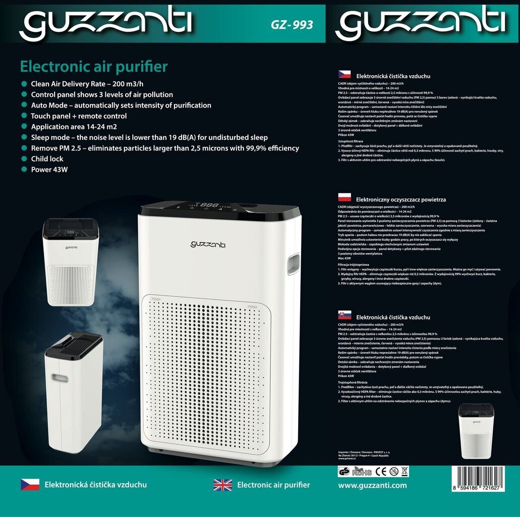 Huppu Guzzanti GZ-993 hinta ja tiedot | Ilmanpuhdistimet | hobbyhall.fi