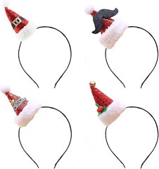 Jouluinen päänauha, 4 kpl Xmas Uutuus Hatut Joulupukki Hattu Paljetti Päänauha Päähineet Päävanne Christmas H hinta ja tiedot | Joulukoristeet | hobbyhall.fi