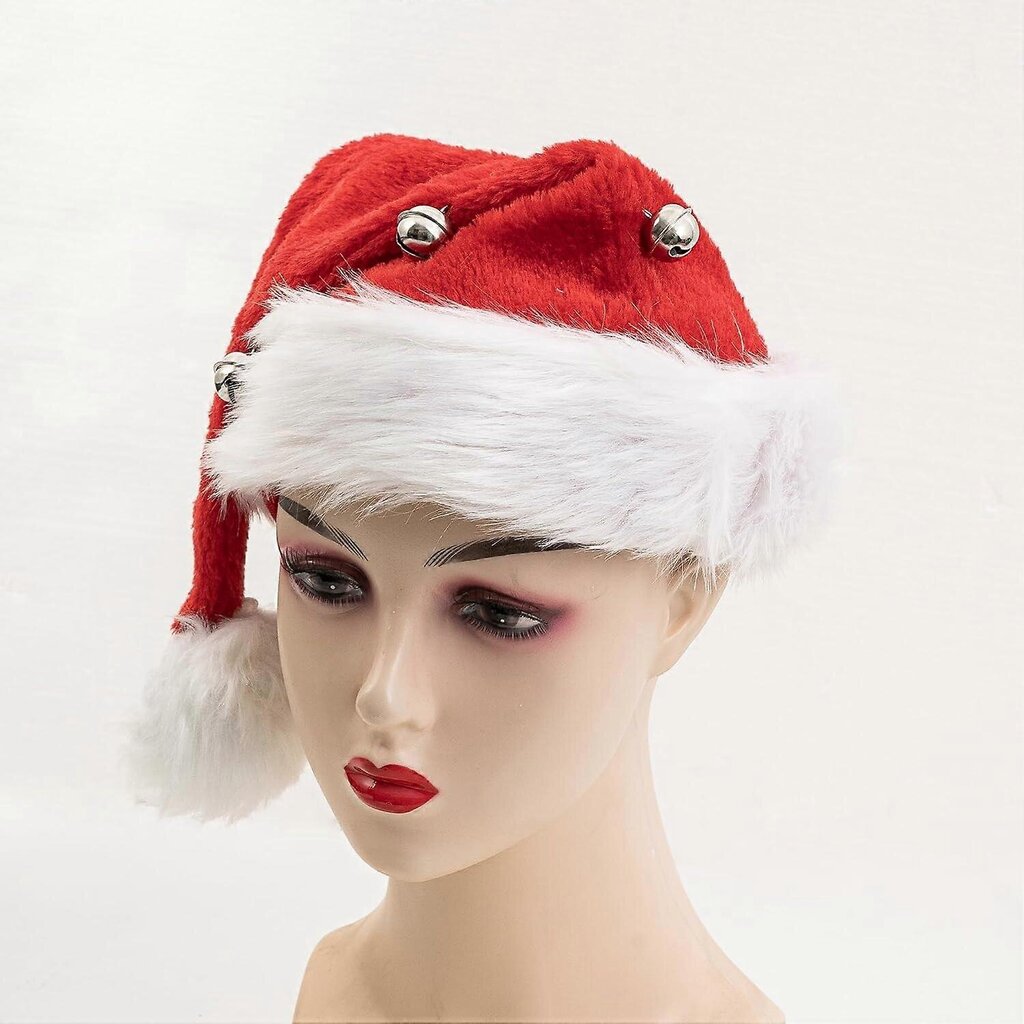 Joulupukin hattu kelloilla Joululomahattu Unisex Red Fluff Santa Hat hinta ja tiedot | Joulukoristeet | hobbyhall.fi