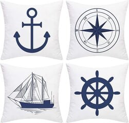 Siniset Nautical-tyynyliinat, 4 kpl 45x45cm hinta ja tiedot | Koristetyynyt ja tyynynpäälliset | hobbyhall.fi