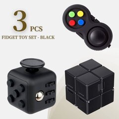 3 kpl Fidget Toy Bundle äärimmäisen stressin lievitykseen - Sensorinen lelusarja Fidget Padilla, Infinity Cubella ja ohjaimella - Täydellinen toimistolahja lapsille hinta ja tiedot | Lautapelit ja älypelit | hobbyhall.fi