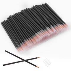 100 Pack Kertakäyttöinen Eyeliner Brush, Ultra-fine Point Eye Liner Applikaattori Kosmeettiset Eye Wands Meikkisiveltimet Työkalut (väri: musta) Musta hinta ja tiedot | Meikkisiveltimet ja meikkisienet | hobbyhall.fi