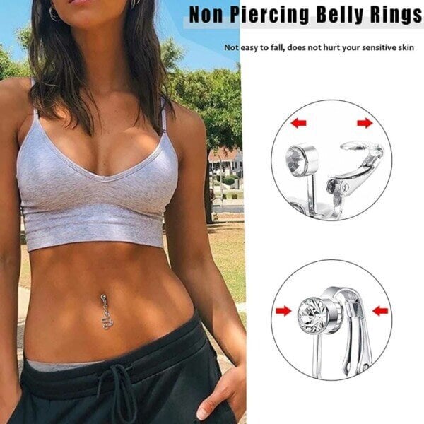 Fake Navel Piercing Clip-on napasormus ilman reikää perhonen kristalli hopeaa hinta ja tiedot | Korusetit | hobbyhall.fi