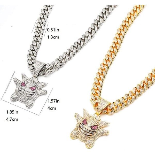 Kuuban linkkiketju 18k kullatut korut miehille/naisille titaaniteräskaulakoru Hip Hop timanttiketju paksu ketjun leveys 13mm pituus 19,7 tuumaa (50... hinta ja tiedot | Korusetit | hobbyhall.fi