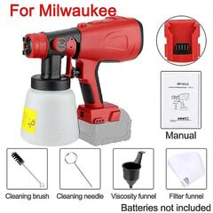 Milwaukee 18v akulle 800ml sähköinen ruiskupistooli johdoton maaliruisku Auton huonekalujen teräspinnoite airbrush-yhteensopiva (paristot eivät sisälly) hinta ja tiedot | Maaliruiskut | hobbyhall.fi