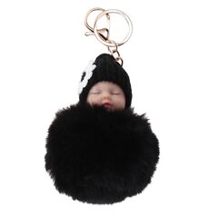 Sleeping Baby Doll Avaimenperä Pom Pom Fluffy Avaimenperä riipus Korut Lahja (musta) IC hinta ja tiedot | Korusetit | hobbyhall.fi