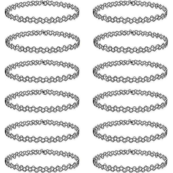 12 pakkauksen Choker kaulakorusetti Henna Tattoo Stretch elastiset korut naisten tytöille lahja hinta ja tiedot | Korusetit | hobbyhall.fi