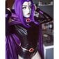 Teen Titans Raven Cosplay -asu Supersankari Viitta Haalari Zentai Halloween Tiukasti istuvat vaatteet + viitta + vyötärökorut Ketju-e vain peruukki vain peruukki... hinta ja tiedot | Korusetit | hobbyhall.fi