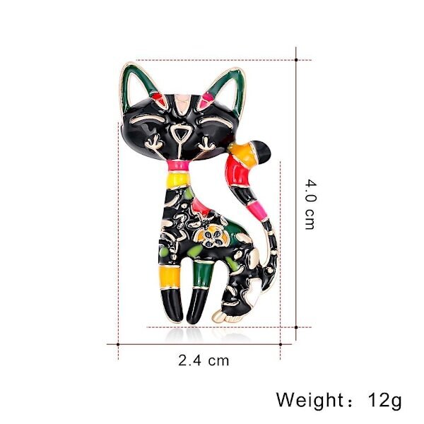 Suloinen monivärinen kissan rintakoru Unisex rintakorut Pin Animal Design käsintehdyt korut, 2 kpl setti hinta ja tiedot | Korusetit | hobbyhall.fi