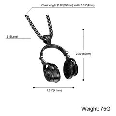 Rock Music Headset Pendant korut Titanium Steel Couple kaulakoru hinta ja tiedot | Korusetit | hobbyhall.fi