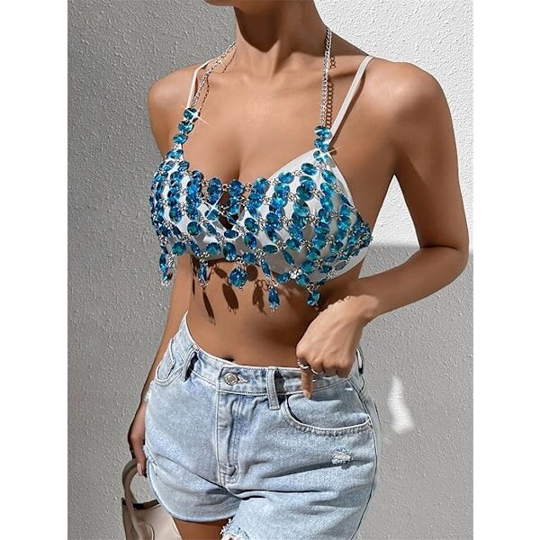 Naisten seksikäs koru Pearl Halter Neck Backless Body Chain Bra hinta ja tiedot | Korusetit | hobbyhall.fi