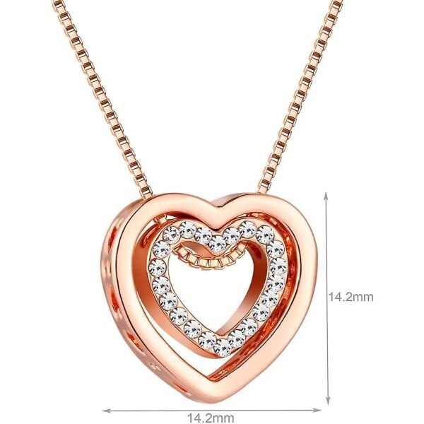 Silver Rose Gold Cubic Zirkonia Heart Riipus kaulakoru naisille Rakastan sinua korulahja hinta ja tiedot | Korusetit | hobbyhall.fi