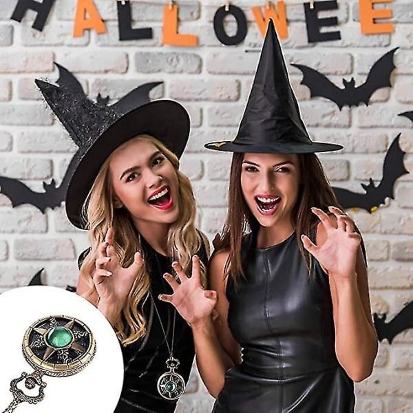 Halloween taskukello kaulakoru taskukello jalokivi taskukello kaulakoru pyöreä taskukello koristeellinen koru lahja (2 kpl, kulta) hinta ja tiedot | Korusetit | hobbyhall.fi