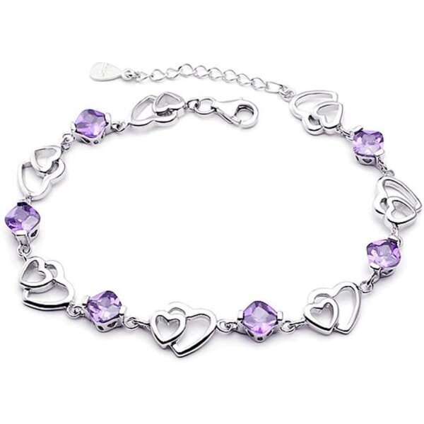 Naisten Sydännilkkakoru 925 Sterlinghopea Purppura Pinkki Cubic Zirkonia Heart Infinity Heart Nilkkakoru Tyylikkäät Hienot Korut Naisten Tytöille hinta ja tiedot | Korusetit | hobbyhall.fi