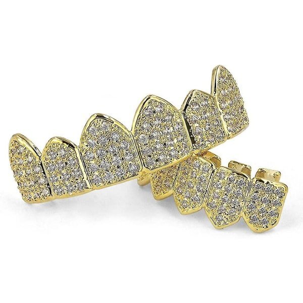 18k kullattu Macro Pave Cz Iced-out Grillz ylimääräisillä muotoilutangoilla mukana hinta ja tiedot | Korusetit | hobbyhall.fi