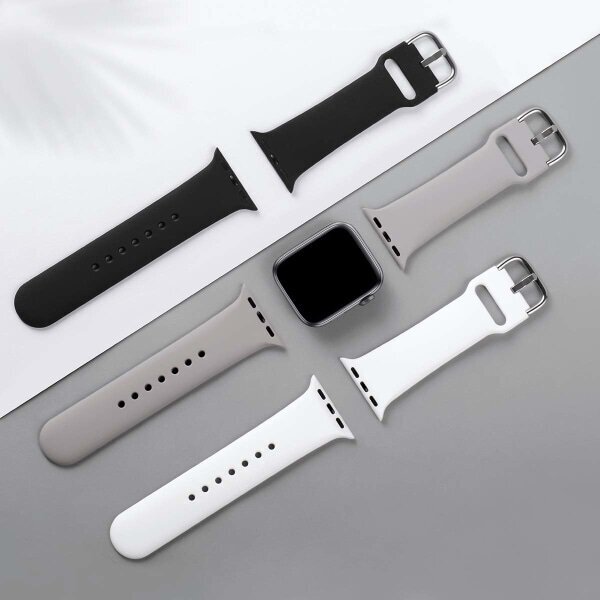 Apple Watch Strap iWatch Series 8 7 6 5 4 3 Ultra SE(2/1), 42mm/44mm/45mm-L, 42mm/44mm/45mm-L, musta/valkoinen/harmaa yhteensopivat kolmen pakkauksen hihnat hinta ja tiedot | Älykellojen ja aktiivisuusrannekkeiden lisätarvikkeet | hobbyhall.fi