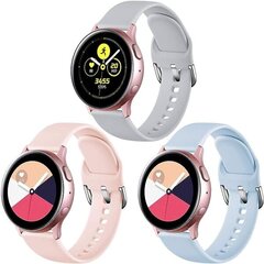 Pack ranneke, joka on yhteensopiva Samsung Galaxy Watchin pehmeän silikonirannekkeen kanssa Galaxy Watch Active/Watch 3/Gear Sport Pinkki/Vaaleansininen/harmaa hinta ja tiedot | Älykellojen ja aktiivisuusrannekkeiden lisätarvikkeet | hobbyhall.fi