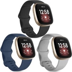 [3-Pack] hihna Fitbit Versa 3 / Fitbit Sense, pehmeä silikonihihna Fitbit Versa 3 / Fitbit Sense Smart Watchille hinta ja tiedot | Älykellojen ja aktiivisuusrannekkeiden lisätarvikkeet | hobbyhall.fi