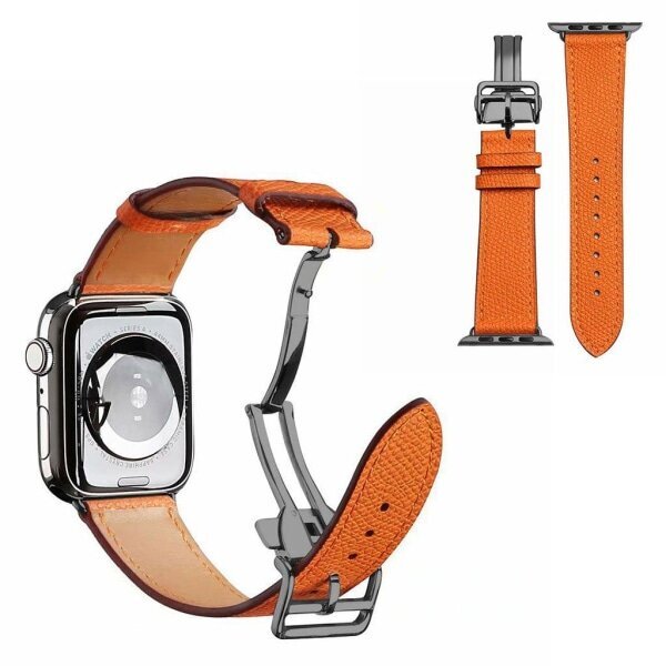 Aitoa nahkaa oleva musta solkikelloranneke Apple Watch Series 6/5 40mm -oranssi oranssi hinta ja tiedot | Älykellojen ja aktiivisuusrannekkeiden lisätarvikkeet | hobbyhall.fi