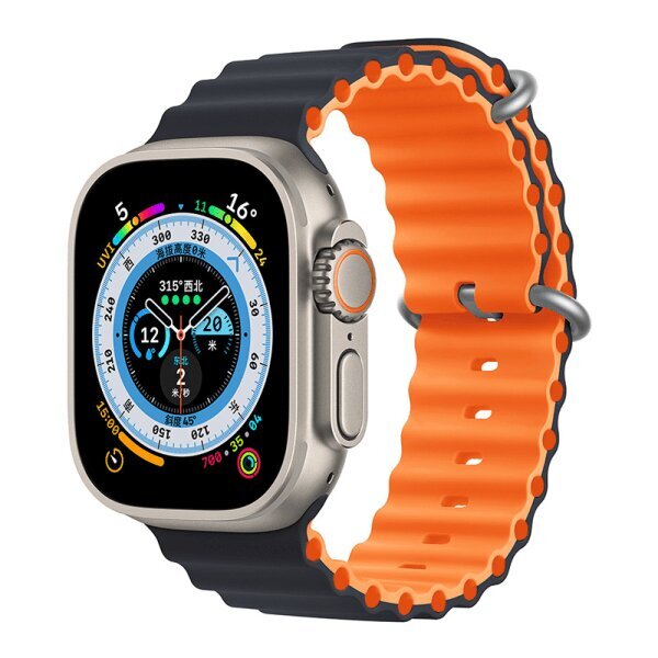 Apple Ocean Watch Ranneke applewatch8/7/se/ultra sport kaksiväriseen silikoni-iwatch-rannekoruun (42/44/45/49mm) hinta ja tiedot | Älykellojen ja aktiivisuusrannekkeiden lisätarvikkeet | hobbyhall.fi