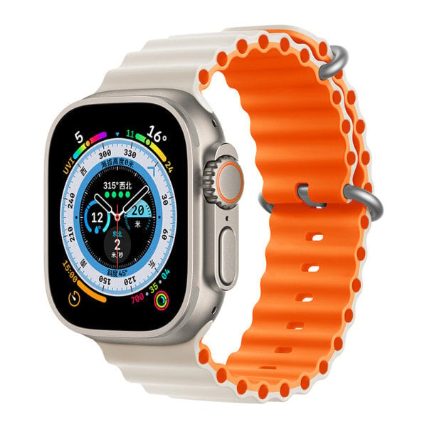 Apple Ocean Watch Ranneke applewatch8/7/se/ultra sport kaksiväriseen silikoni-iwatch-rannekoruun (42/44/45/49mm) hinta ja tiedot | Älykellojen ja aktiivisuusrannekkeiden lisätarvikkeet | hobbyhall.fi