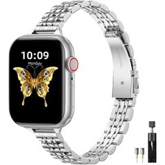 Apple Watchin kanssa yhteensopiva metalliranneke 41mm 40mm 38mm, säädettävä iWatch-sarjalle 9 8 7 6 5 4 3 2 1 SE 2/1 Ultra 2/1, hopea hinta ja tiedot | Älykellojen ja aktiivisuusrannekkeiden lisätarvikkeet | hobbyhall.fi