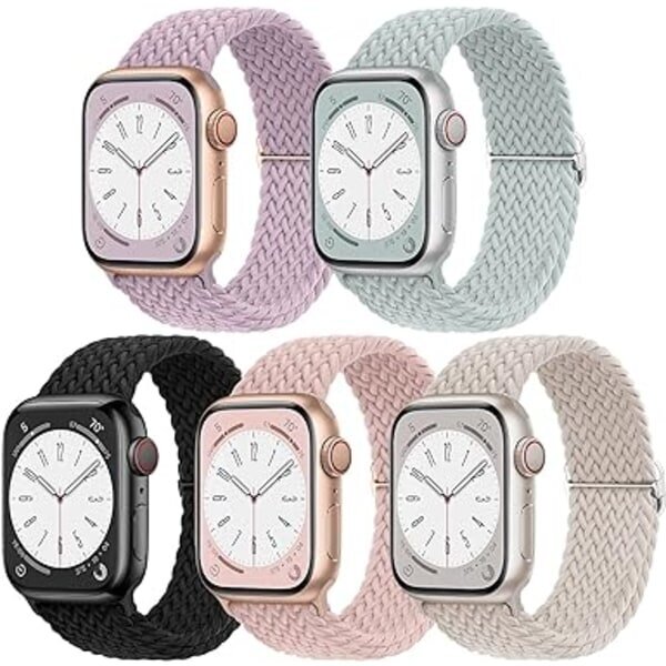 Pack Punottu Yhteensopiva Apple Watch Ranneke 38mm 40mm 41mm 42mm 44mm 45mm 49mm Naisille Miesten iWatch Series Ultra 8 SE 7 6 5 4 3 hinta ja tiedot | Älykellojen ja aktiivisuusrannekkeiden lisätarvikkeet | hobbyhall.fi