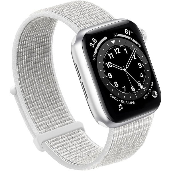 Yhteensopiva Apple Watch Ranneke, Nylon Sports Range naisille ja miehille, iWatch Series Ultra 8 7 6 5 4 3 2 1 SE (38/40/41mm, heijastin valkoinen) hinta ja tiedot | Älykellojen ja aktiivisuusrannekkeiden lisätarvikkeet | hobbyhall.fi