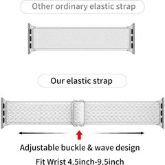 Joustava Solo Loop -ranneke, joka on yhteensopiva Apple Watchin rannekkeen kanssa 38 mm 40 mm 41 mm säädettävä nailon iWatch Whitelle hinta ja tiedot | Älykellojen ja aktiivisuusrannekkeiden lisätarvikkeet | hobbyhall.fi