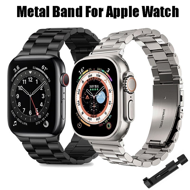 Ruostumattomasta teräksestä valmistettu rannekoru Apple Watchin rannekkeelle 45mm Ultra 49mm 41mm 40mm 44mm kellon metallirannekoru Iwatch-sarjalle 9 8 7 6 5 hinta ja tiedot | Älykellojen ja aktiivisuusrannekkeiden lisätarvikkeet | hobbyhall.fi