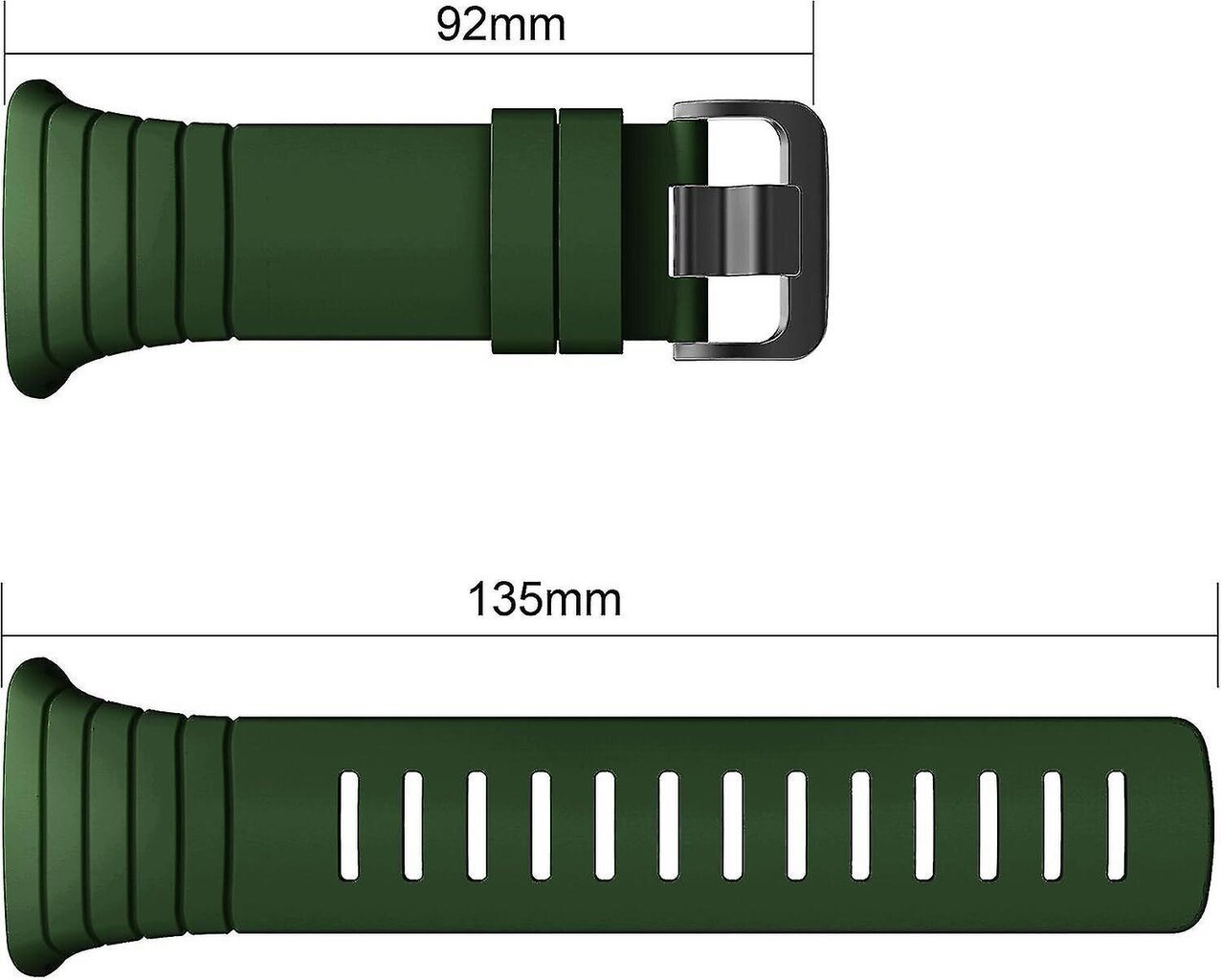 Suunto Core Strap Military Green, silikonikorvaushihna Suunto Core -älykellolle metallisoljella ja mustalla soljella, sopii 140mm-230mm hihnoihin hinta ja tiedot | Älykellojen ja aktiivisuusrannekkeiden lisätarvikkeet | hobbyhall.fi