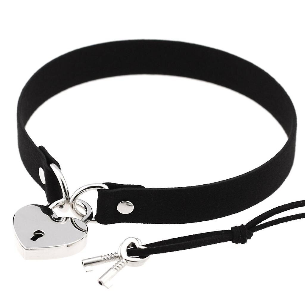 Sydän Padlock Choker Collar Kaulakoru Avaimet Naisten Cosplay Kaulus Choker Musta hinta ja tiedot | Kaulakorut | hobbyhall.fi