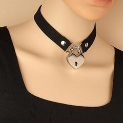 Sydän Padlock Choker Collar Kaulakoru Avaimet Naisten Cosplay Kaulus Choker Musta hinta ja tiedot | Kaulakorut | hobbyhall.fi