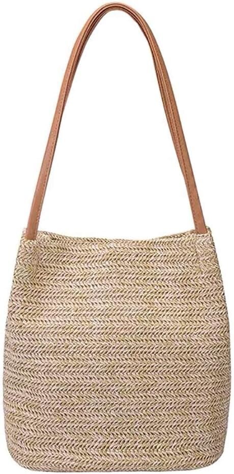 Straw Beach Bag Buckets Totes Käsilaukku Olkalaukku Kangaskassi Naisten Kesä Käsilaukku Tumma Beige hinta ja tiedot | Naisten laukut | hobbyhall.fi