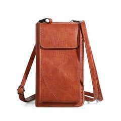 Naisten laukku matkapuhelintaskulla, pieni nahkainen crossbody-laukku, olkalaukku korttitaskulla 19*11,5*5cm ruskea hinta ja tiedot | Naisten laukut | hobbyhall.fi