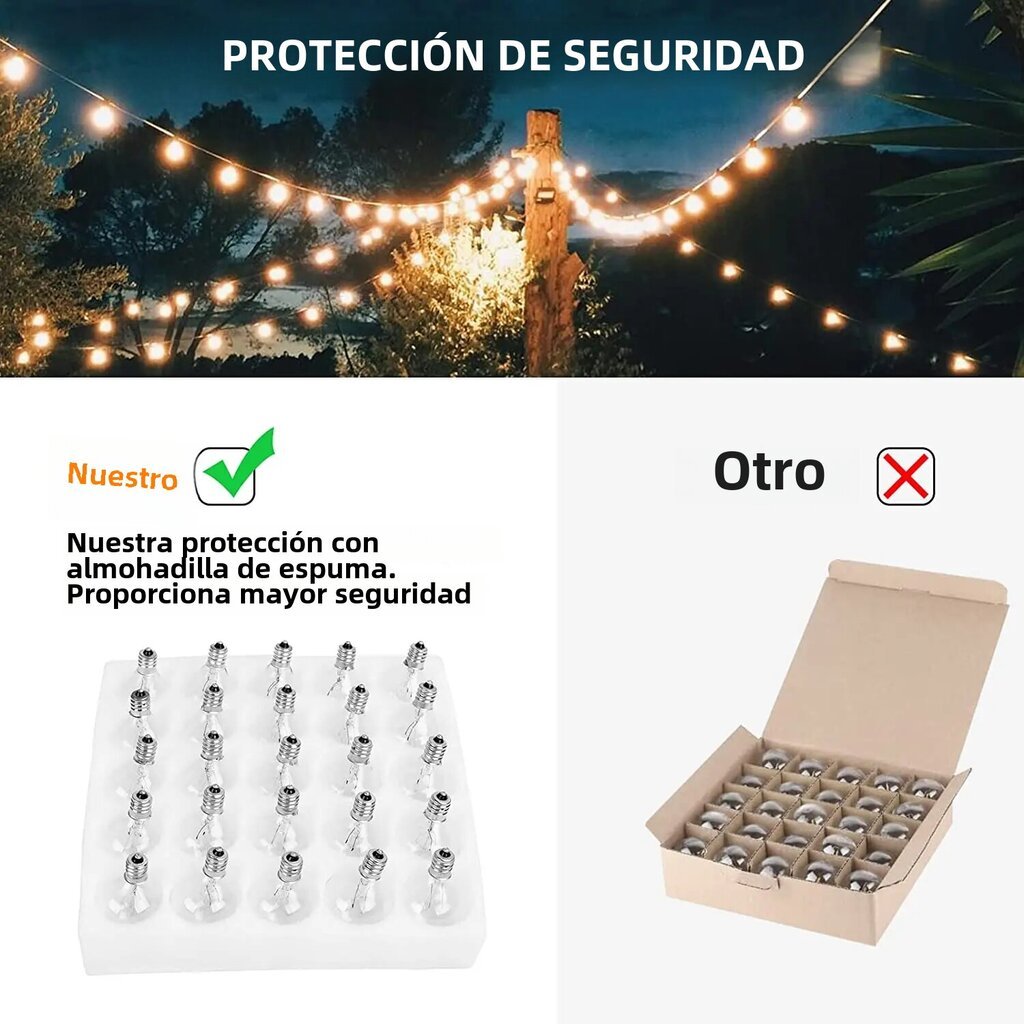 E12 G40 Outdoor String Lights 220V 50ft Yhdistettävä riippuvalaistus takapihan kuistin parvekkeen juhlasisustukseen hinta ja tiedot | LED-valonauhat | hobbyhall.fi