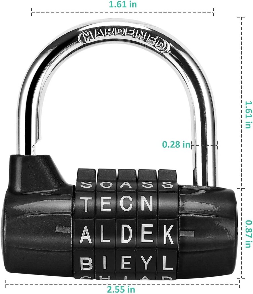 pc Heavy Duty Sport Locker Padlock 5 Letter yhdistelmälukko hinta ja tiedot | Polkupyörän lukot | hobbyhall.fi