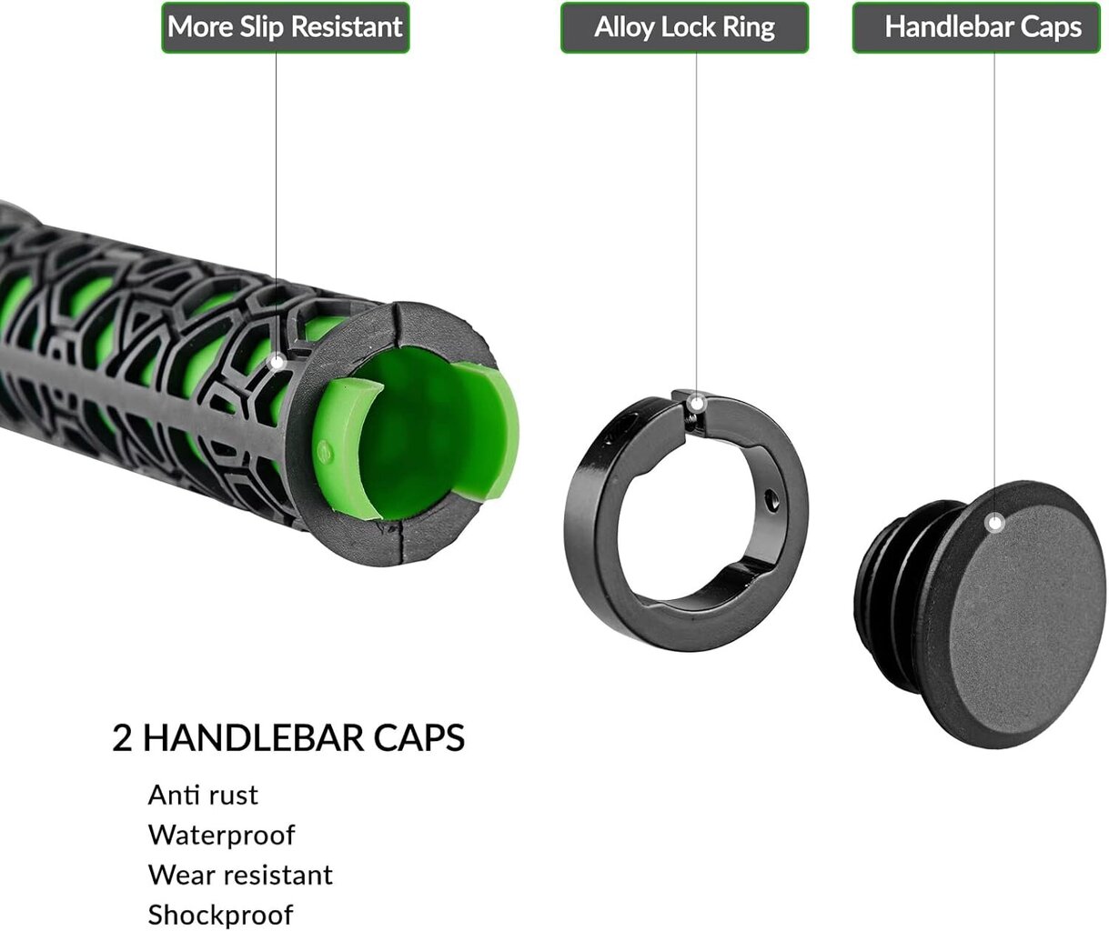 pari MTB ohjaustankokahvaa, acex Ergonomic pyöräkahva 2 päätykappaletta, hinta ja tiedot | Polkupyörän kahvat | hobbyhall.fi