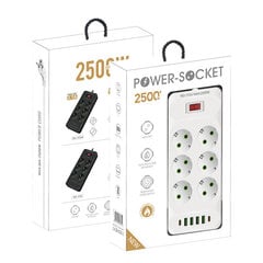 EU Plug AC Power Strip Multi-Touch jatkojohdon sähköpistoke 4 USB-portilla Pikalataus-monitoimiverkkosuodatin hinta ja tiedot | Kytkimet ja pistorasiat | hobbyhall.fi