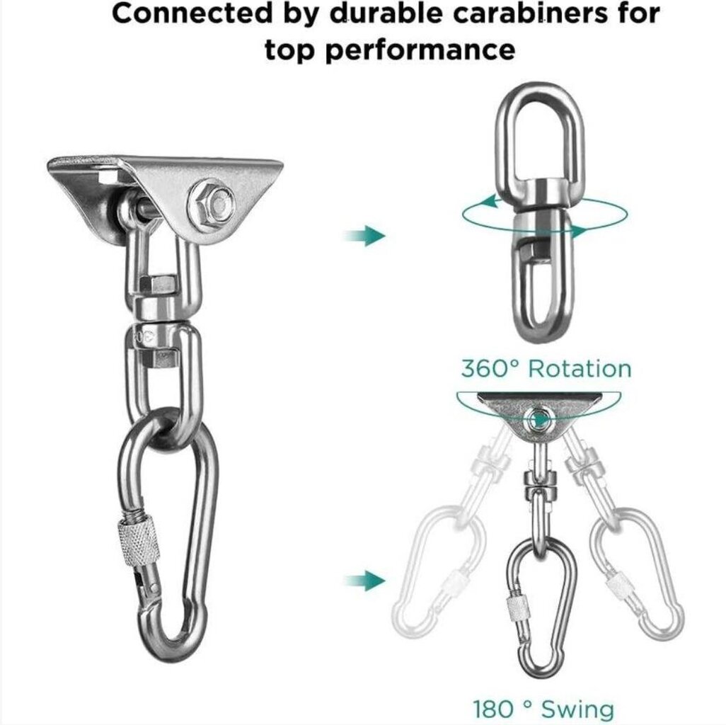 Pakkaa kattokoukut, 360° kääntyvät ripustuskoukut 304 ruostumatonta terästä, 500 kg:n kantavuus karbiinihakukiinnityssarja keinulle, riippumatolle, joogalle, nyrkkeilysäkille hinta ja tiedot | Koteloiden lisätarvikkeet | hobbyhall.fi