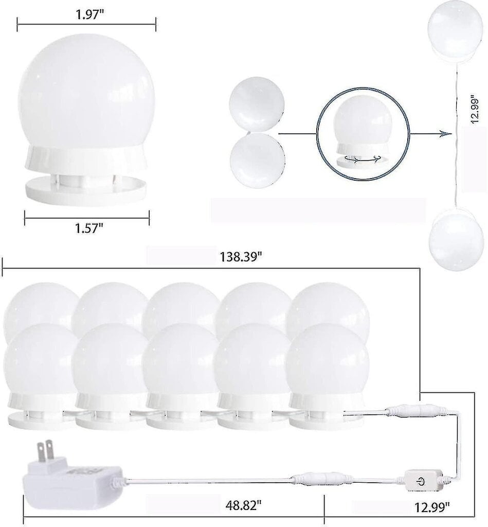 Hollywood Makeup Mirror Light Vanity Mirror @bugu hinta ja tiedot | Peilipöydät | hobbyhall.fi