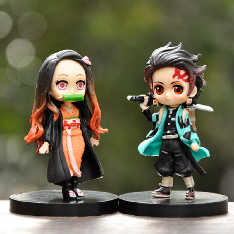 ST Demon Slayer Anime Figur 7 cm Nezuko Tanjirou Zenitsu Inosuke Kyoujurou Kanawo Kawaii Toy Q Figuraali PVC mallilahja hinta ja tiedot | Pienoismallit | hobbyhall.fi