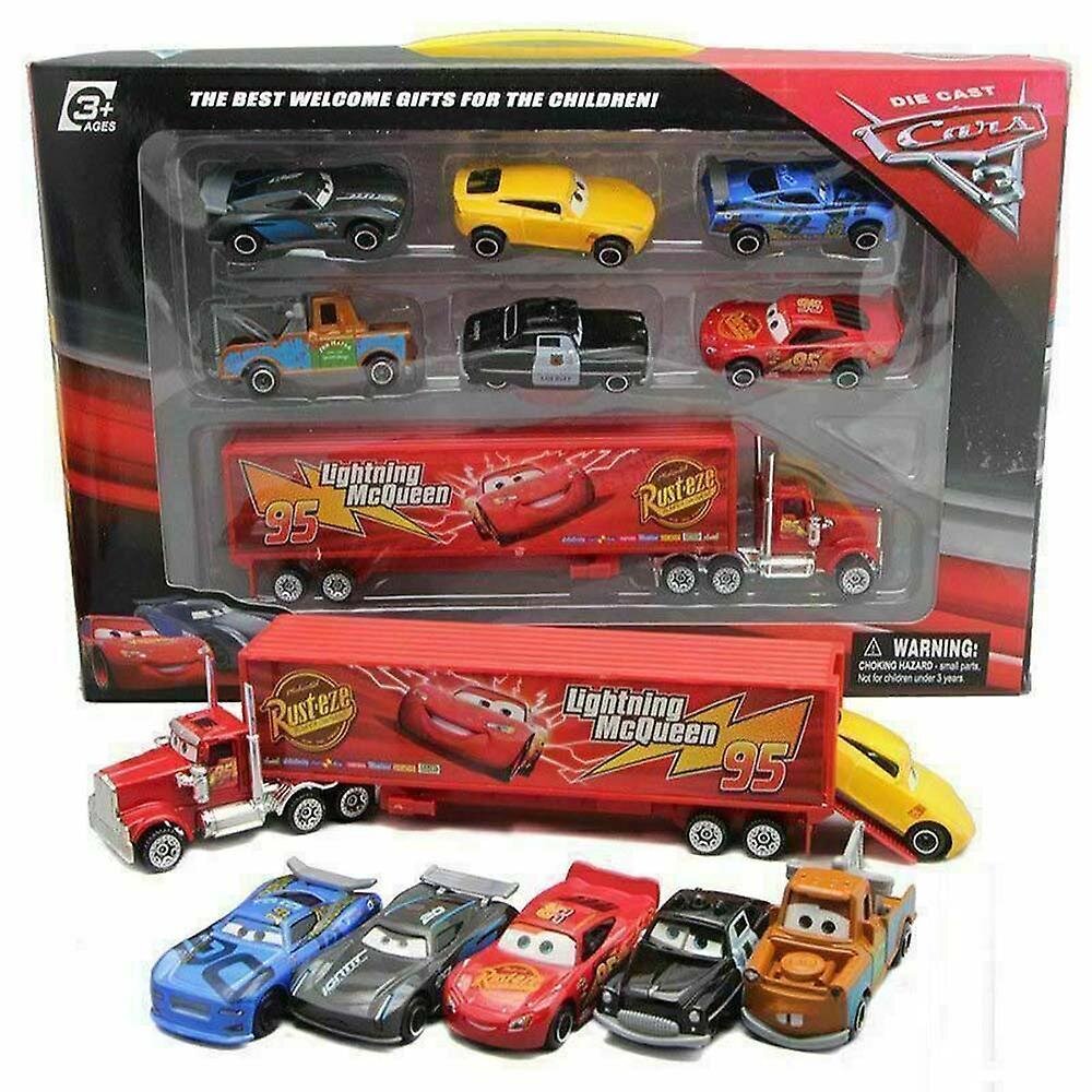 7kpl autoja 2 Lightning Mcqueen Racer Car&Mack Truck Kids Lelukokoelmasetti Lahjat hinta ja tiedot | Pienoismallit | hobbyhall.fi