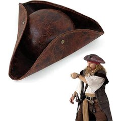 Merirosvohattu aikuisille, Halloween-hatut aikuisille siirtomaatyylinen, Tricorn-hattu, sopii ajamiseen hinta ja tiedot | Naamiaisasut | hobbyhall.fi