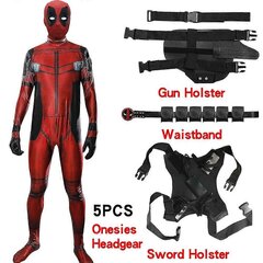 Deadpool-asu Cosplay Kids Aikuispuku Anime Supersankari Cosplay Kuolemantarjoaja Anime Aikuisten Palvelu Trikoot Hatut Asusteet Anime 5PCS hinta ja tiedot | Naamiaisasut | hobbyhall.fi