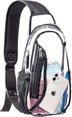 Stadionin hyväksytty PVC Crossbody, kirkas rento rintareppu vaellukseen tai konserttiin, musta hinta ja tiedot | Reput ja rinkat | hobbyhall.fi