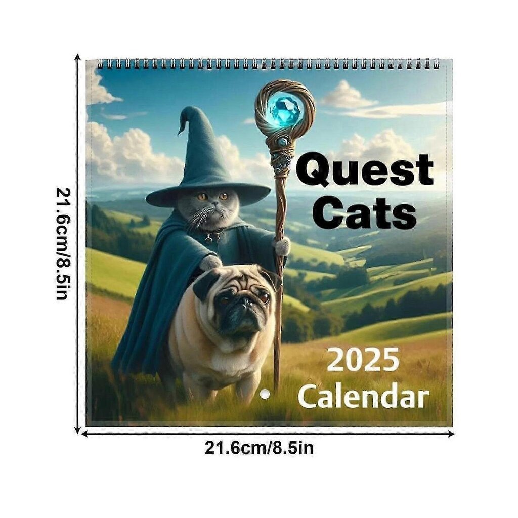 Weird Medieval Quest Cats Calendar 2025, Funny Cat Wall Hanging Monthly Calendar jn hinta ja tiedot | Kalenterit ja muistikirjat | hobbyhall.fi